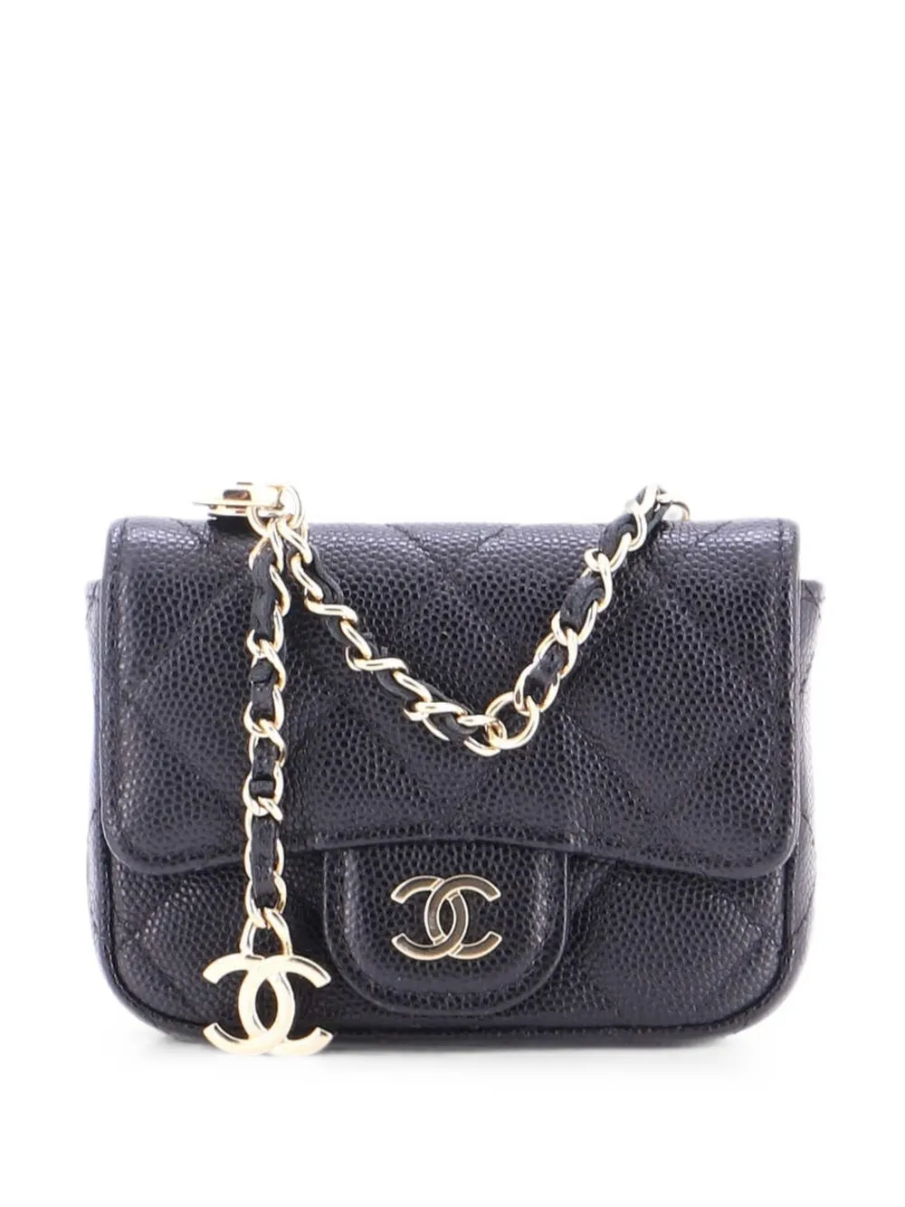 CHANEL Pre-Owned Classic Flap Chain Quilted Caviar Mini belt bag - Black