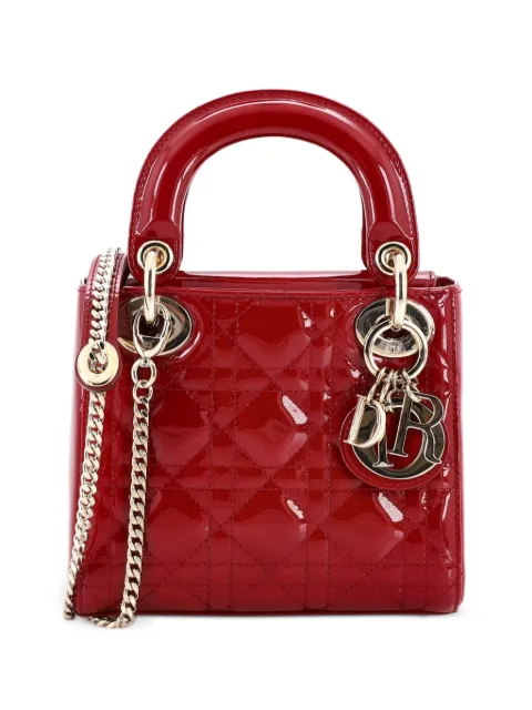 Christian Dior Pre-Owned Lady Dior Chain Bag Cannage Quilt Patent Mini satchel