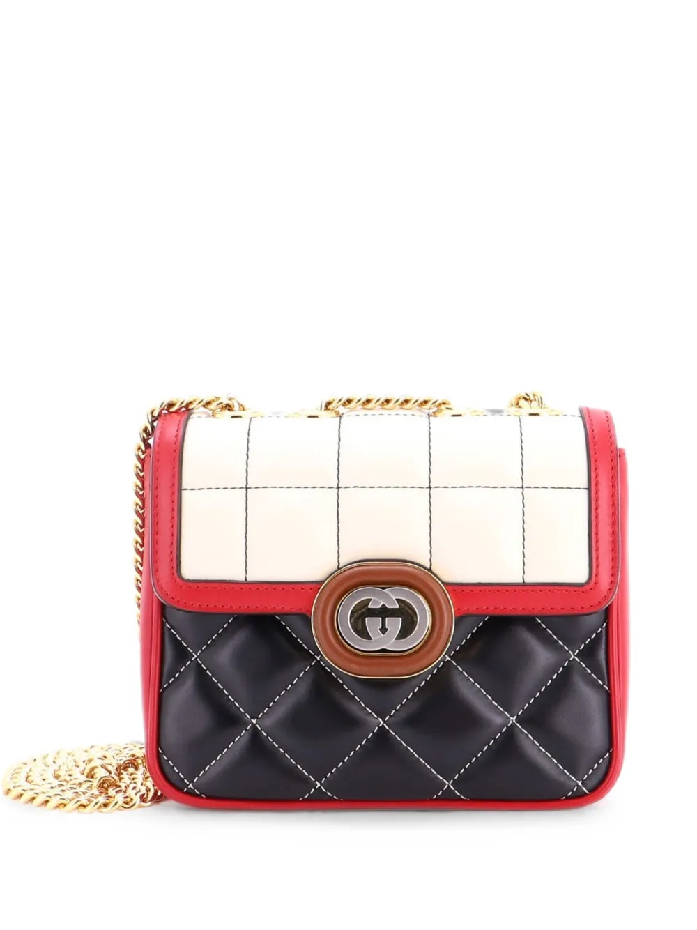 Gucci Pre-Owned Borsa a tracolla Deco mini in pelle matelassè con battente e catena - Nero