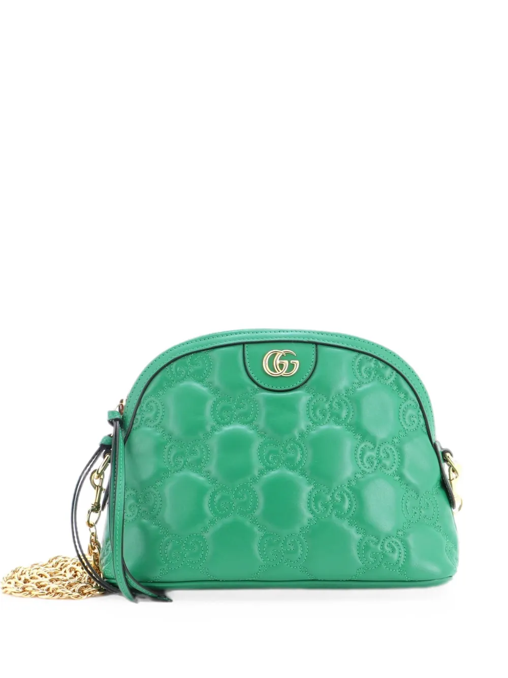 Gucci Pre-Owned Borsa a spalla Dome GG piccola in pelle matelassé con zip e catena - Verde