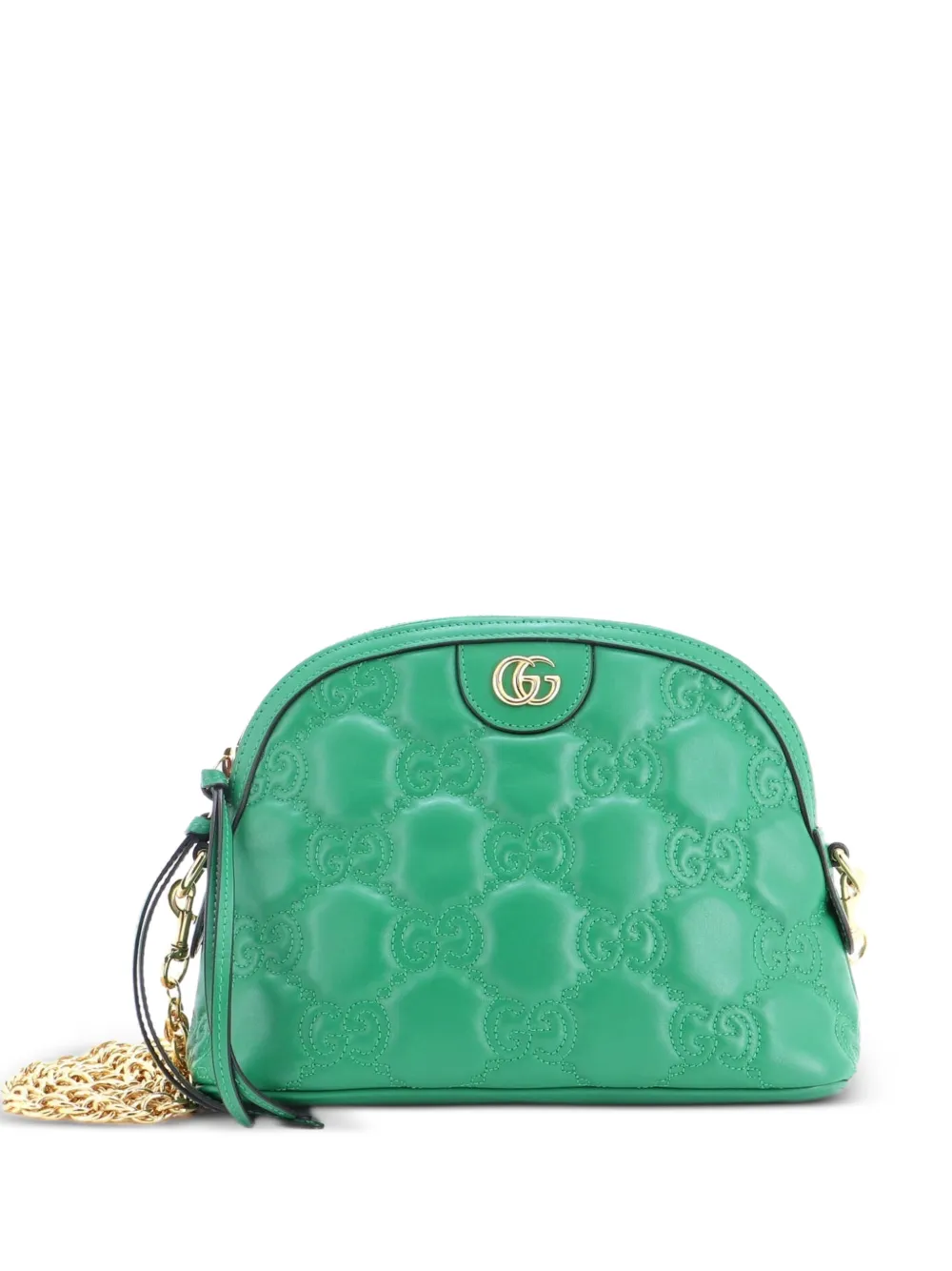 Gucci Pre-Owned Borsa a spalla Dome GG piccola in pelle matelassé con zip e catena - Verde