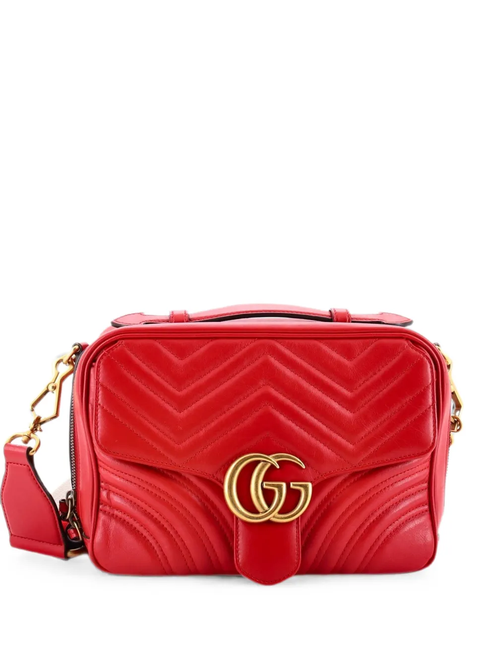 Gucci Pre-Owned Borsa a spalla GG Marmont piccola in pelle matelassé con zip - Rosso