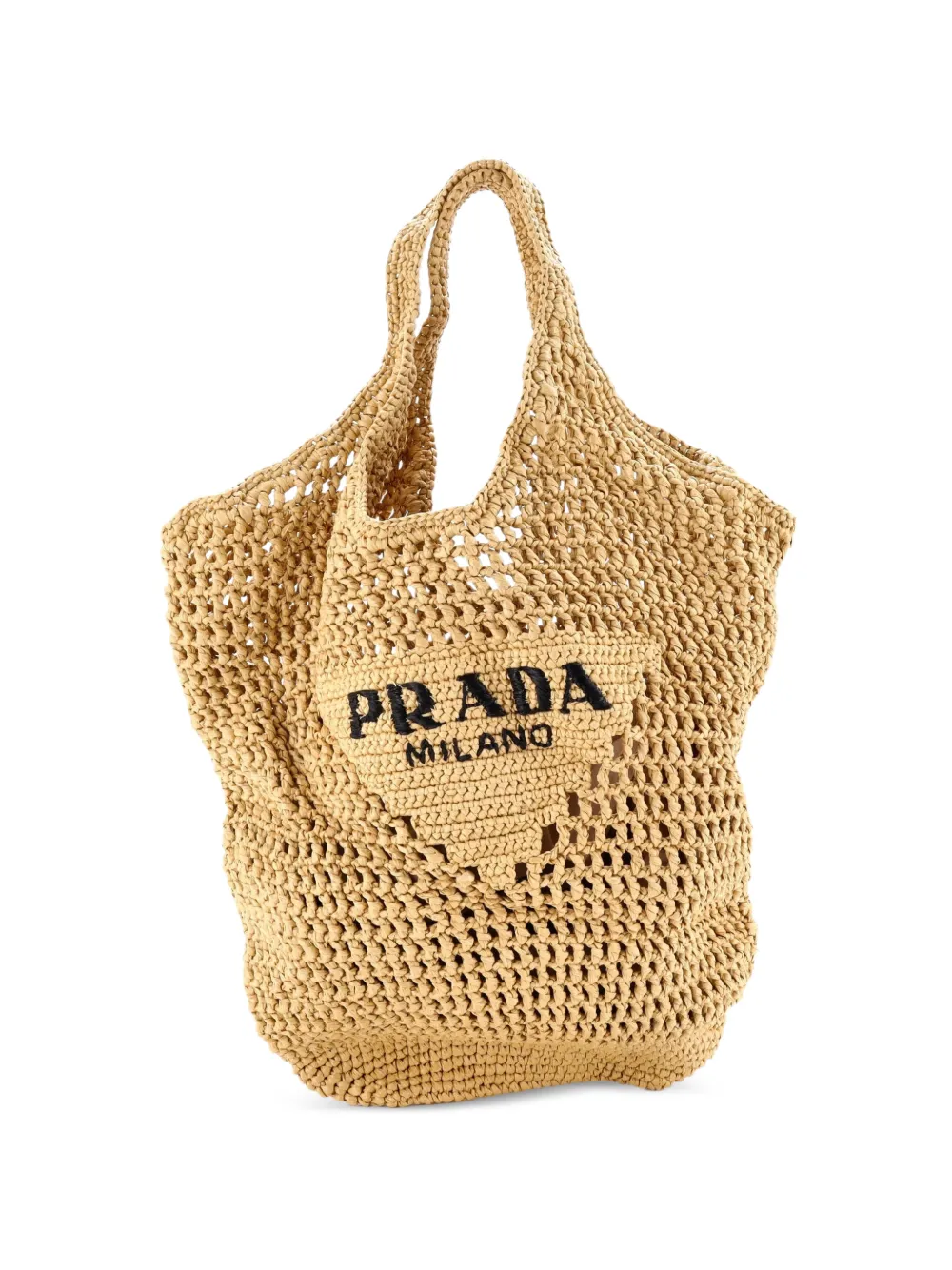 Prada Pre-Owned Kleine Tote Bag aus Raffiabast mit Triangel-Logo - Nude