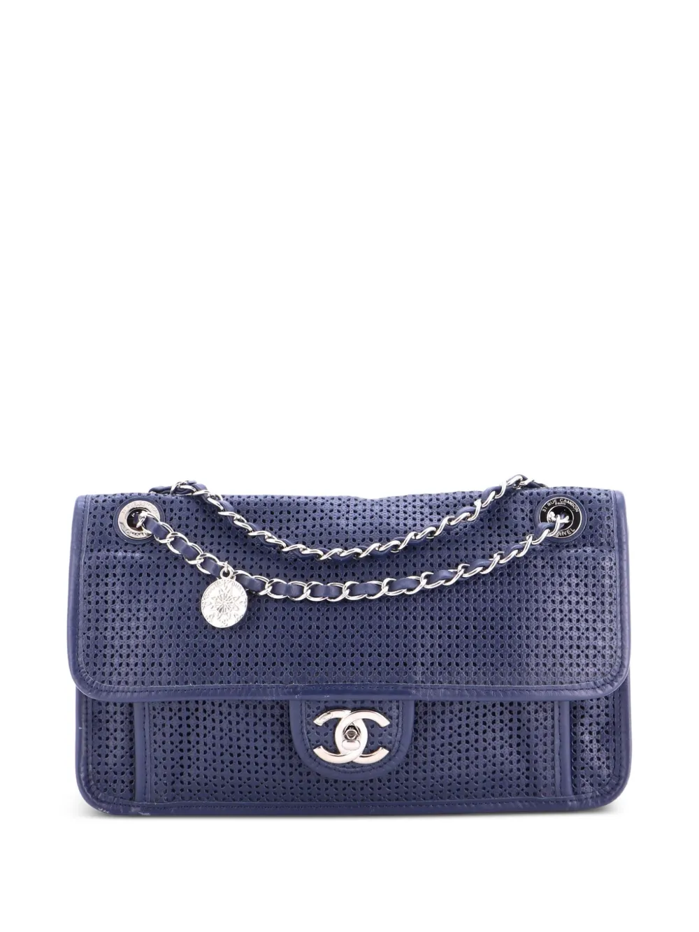 CHANEL Pre-Owned Perforierte Up in the Air Medallion Flap Schultertasche - Blau