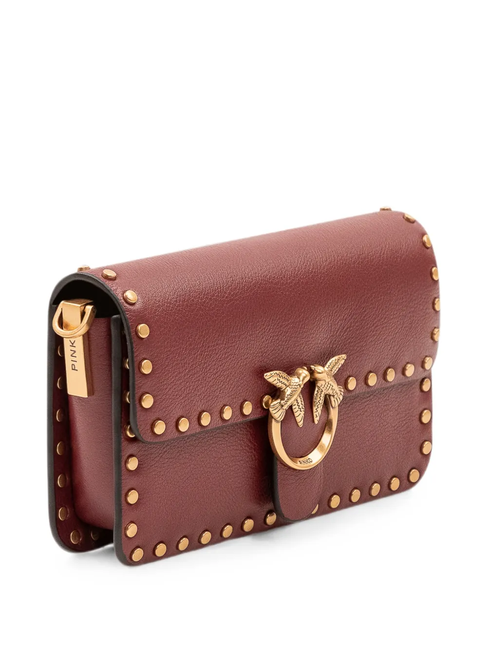 PINKO Love One leren crossbodytas met studs Rood