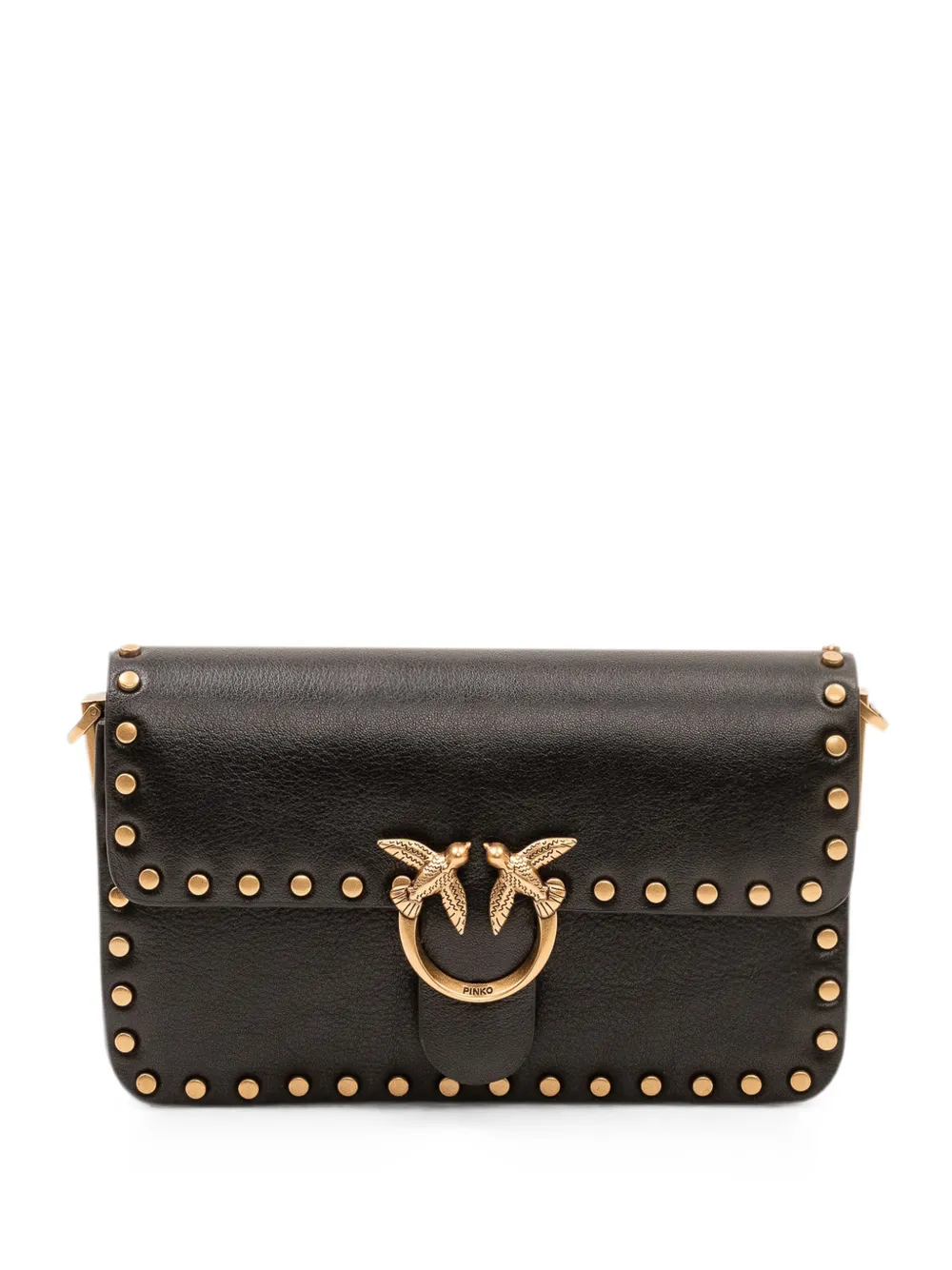 PINKO Baby Love One Slouchy studded shoulder bag - Nero