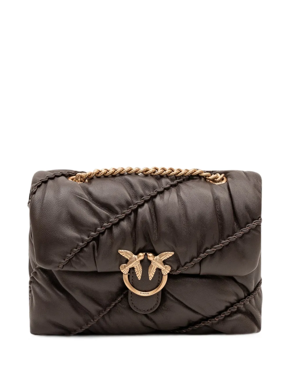 PINKO Love Puff braided shoulder bag - Marrone