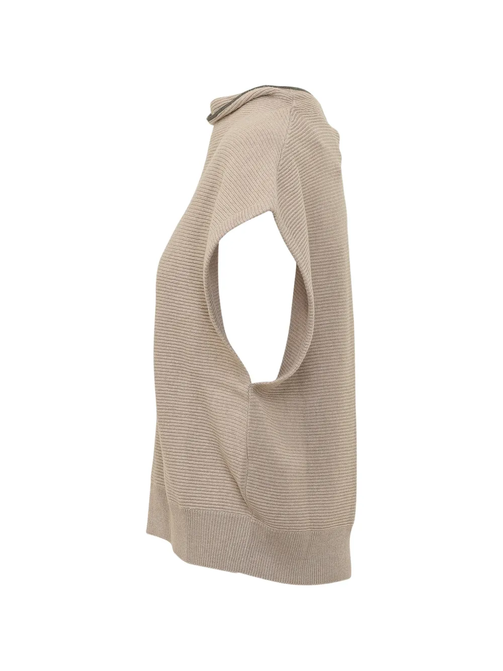 Brunello Cucinelli Monili-trim sleeveless sweater Beige