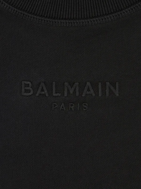 Balmain logo-embroidered Cotton Sweatshirt | Preto | FARFETCH BR