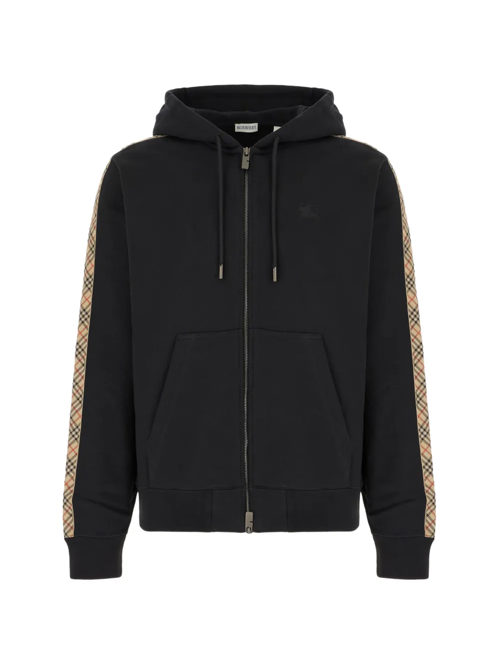 Burberry Check-stripe zip-up hoodie - Nero