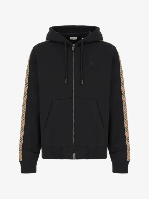 Burberry Check-stripe zip-up hoodie