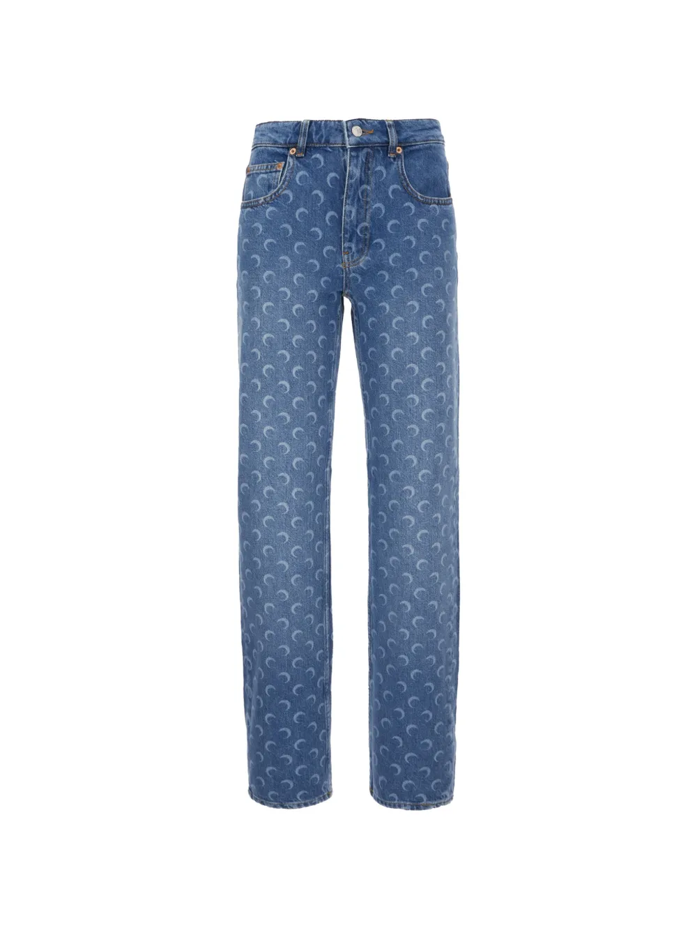 Marine Serre Moon-print Jeans In Blue