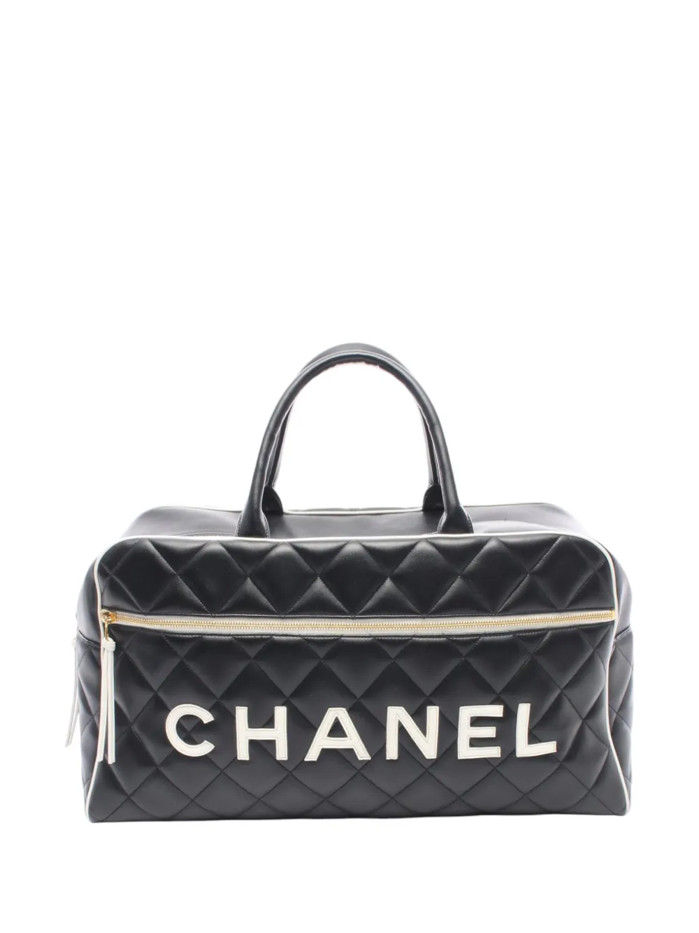 CHANEL Pre-Owned Borsa da viaggio in pelle di vitello trapuntata con logo 1994-1996 - Nero