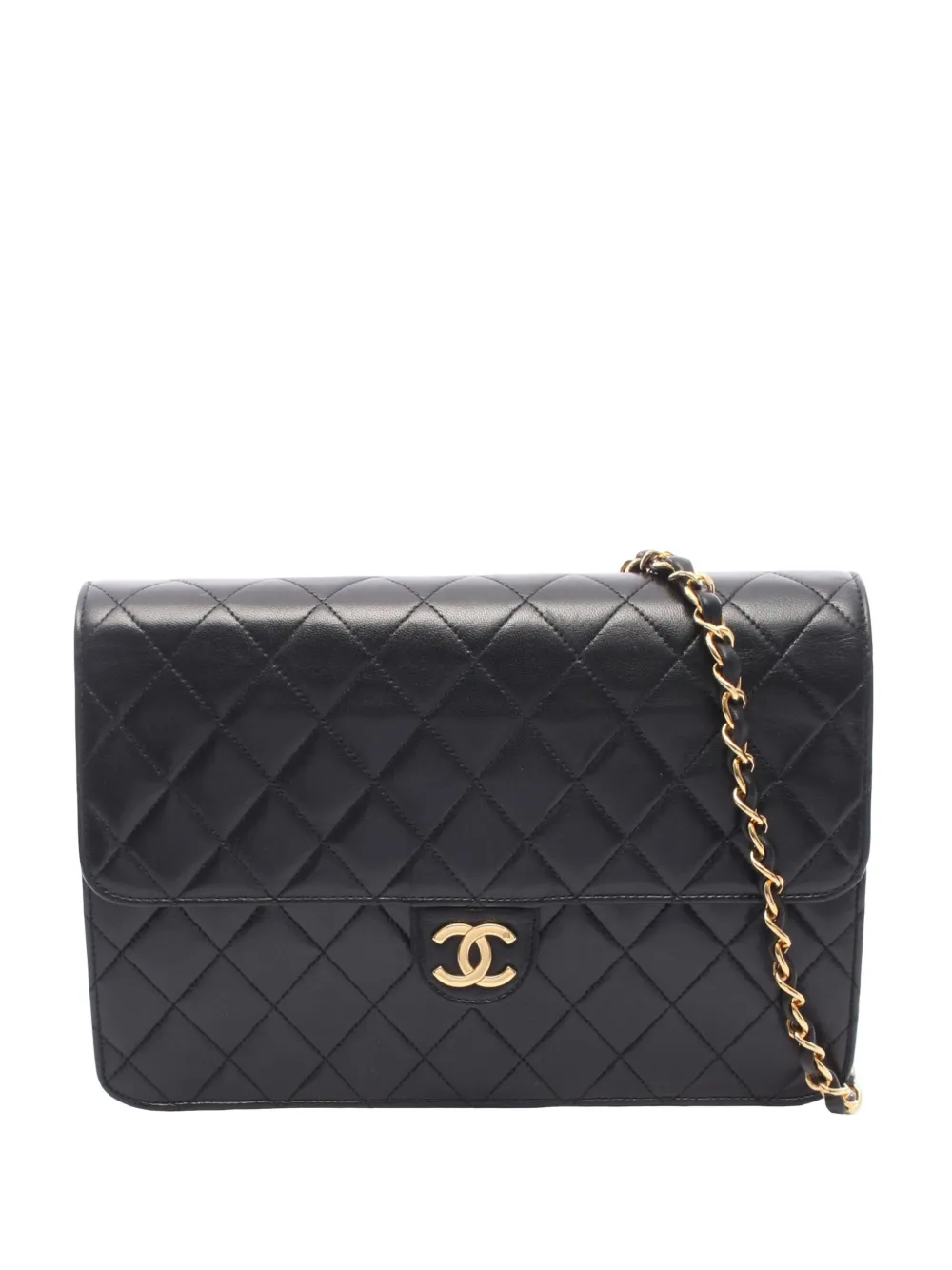 CHANEL Pre-Owned Borsa a tracolla CC in pelle di agnello trapuntata con battente 1997-1999 - Nero