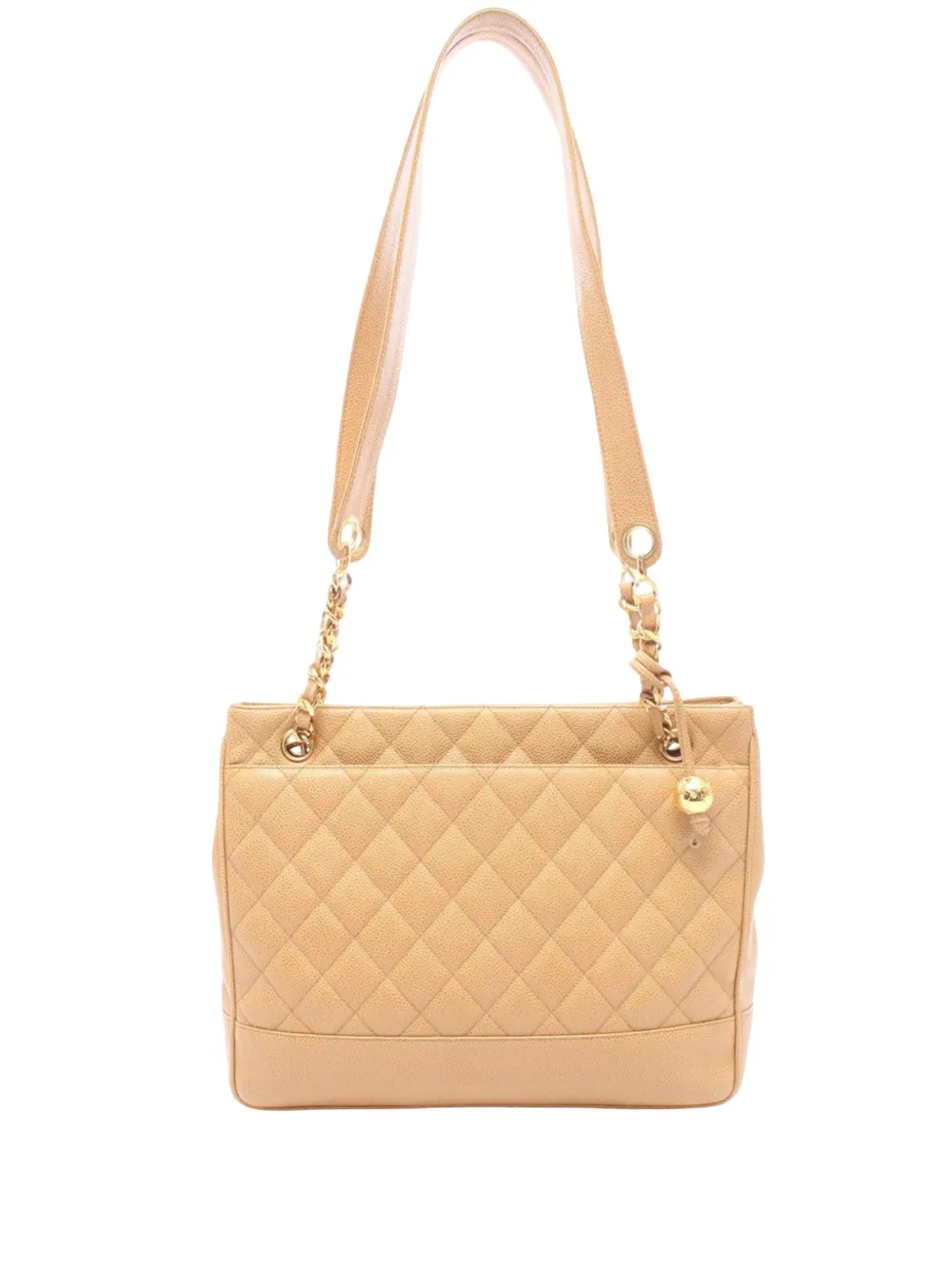 CHANEL Pre-Owned 1991-1994 Quilted Caviar Ball Charm tote bag - Neutrals