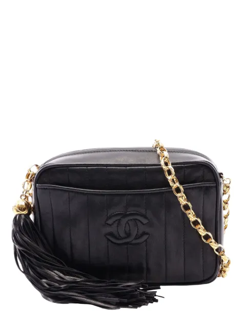 CHANEL Pre-Owned 1991-1994 퀼팅 램스킨 마드모아젤 태슬 카메라 크로스 백