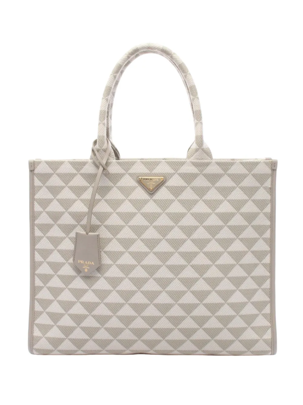 Prada Pre-Owned Borsa tote Triangolo Jacquard Symbole grande 2013-2026 - Grigio