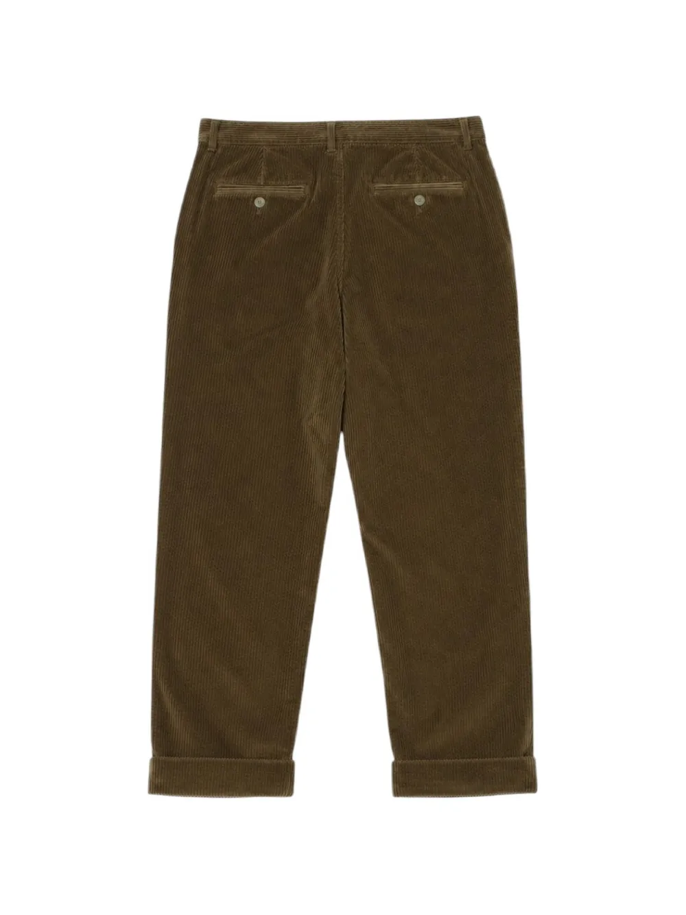 Edmmond Studios Ribfluwelen straight broek met omgeslagen pijpen Groen
