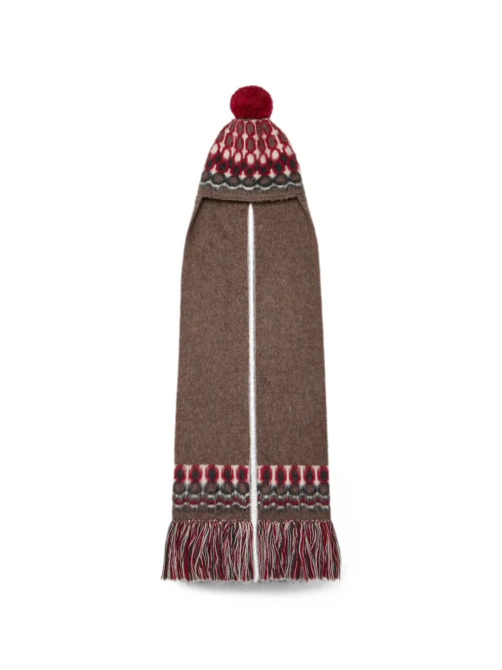 Maison Margiela fair isle pompom beanie hat - Marrone