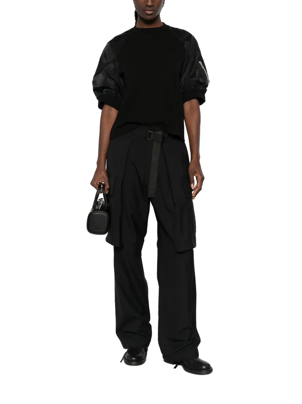 sacai Cargo broek met ceintuur Zwart