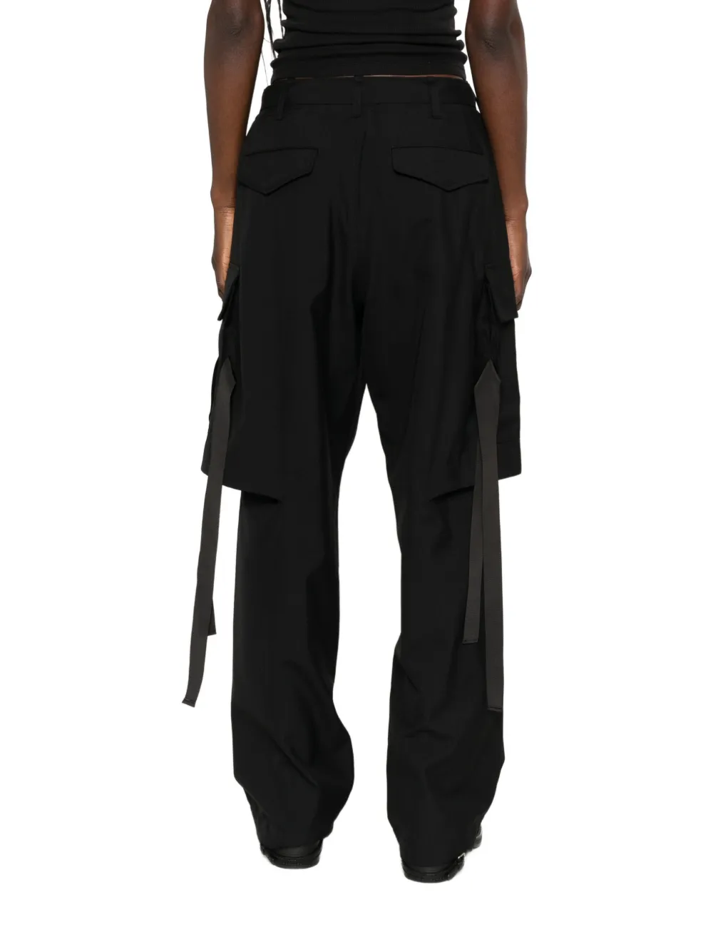 sacai Cargo broek met ceintuur Zwart
