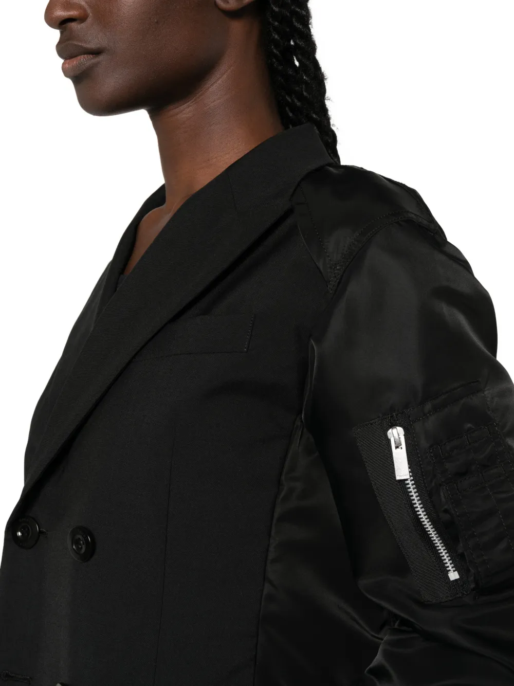 sacai Jack met dubbele rij knopen Zwart