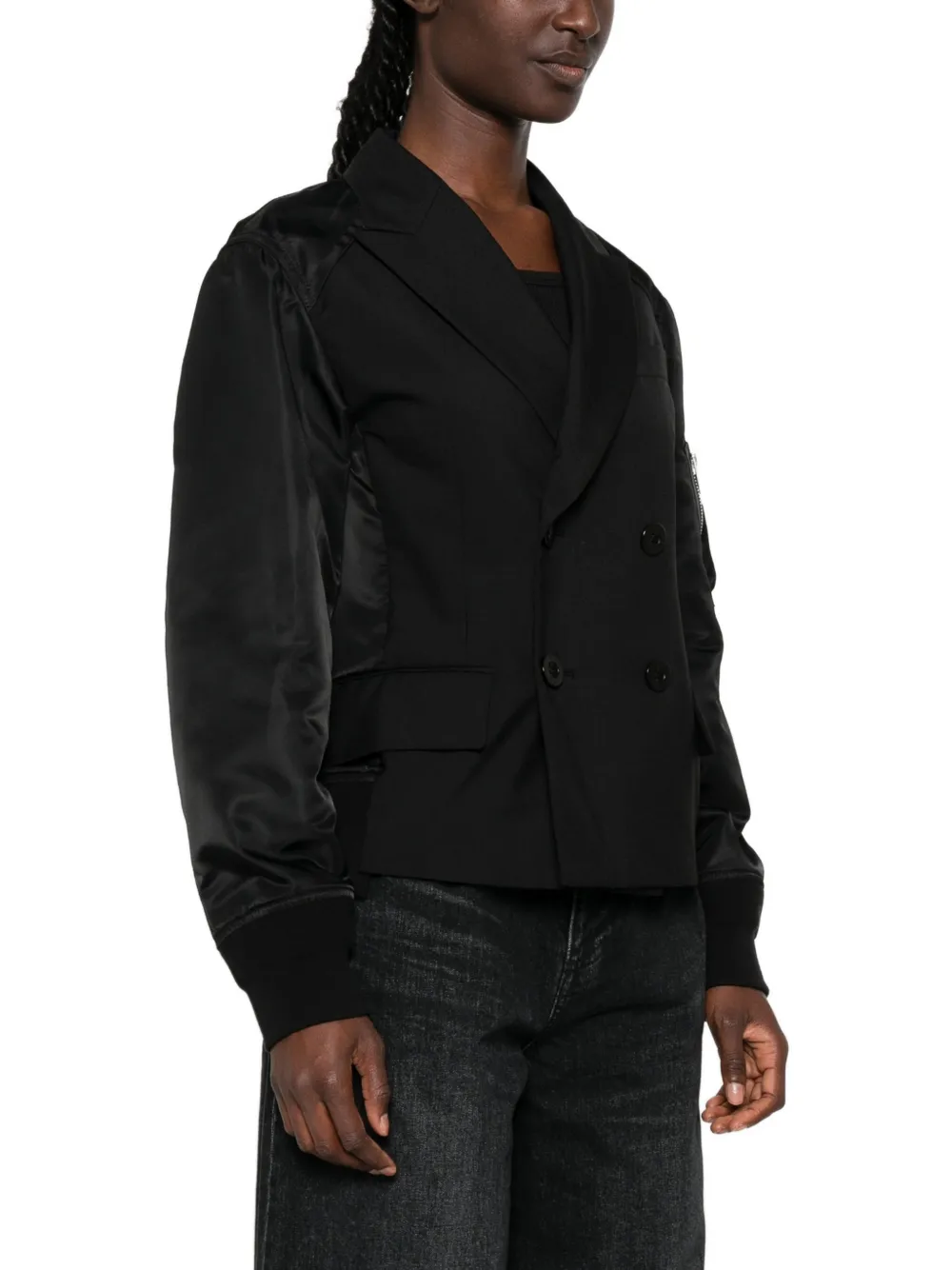 sacai Jack met dubbele rij knopen Zwart