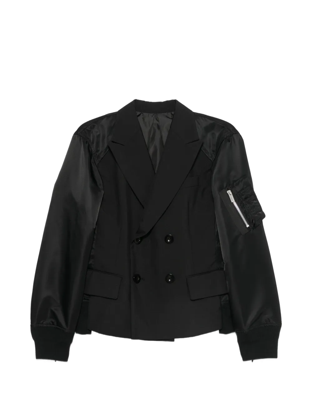 sacai double-breasted jacket - Schwarz