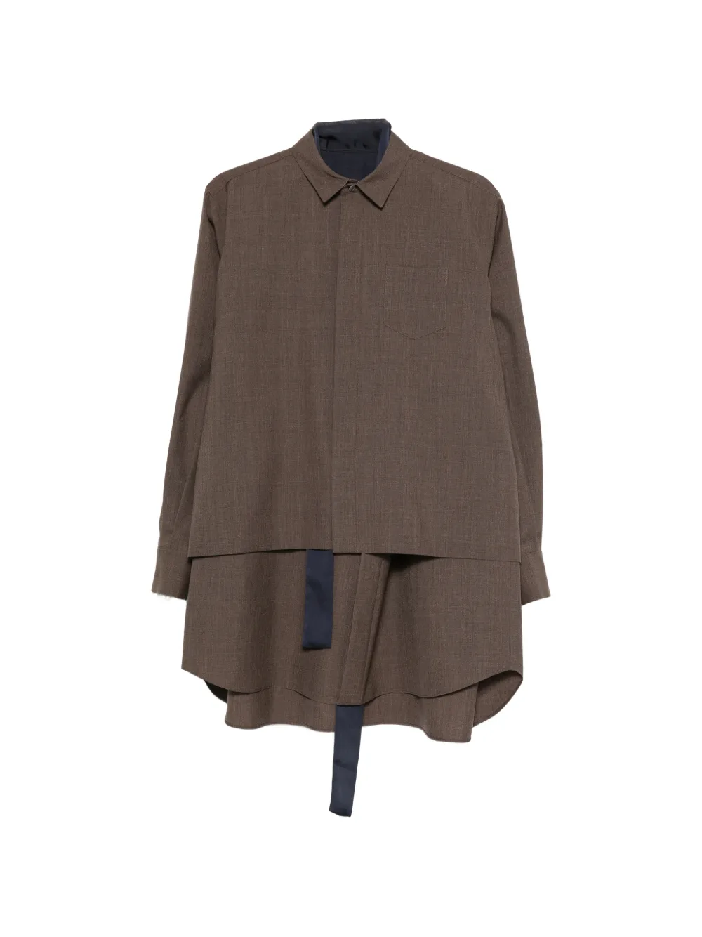 sacai long-sleeve layered mini shirt dress - Braun