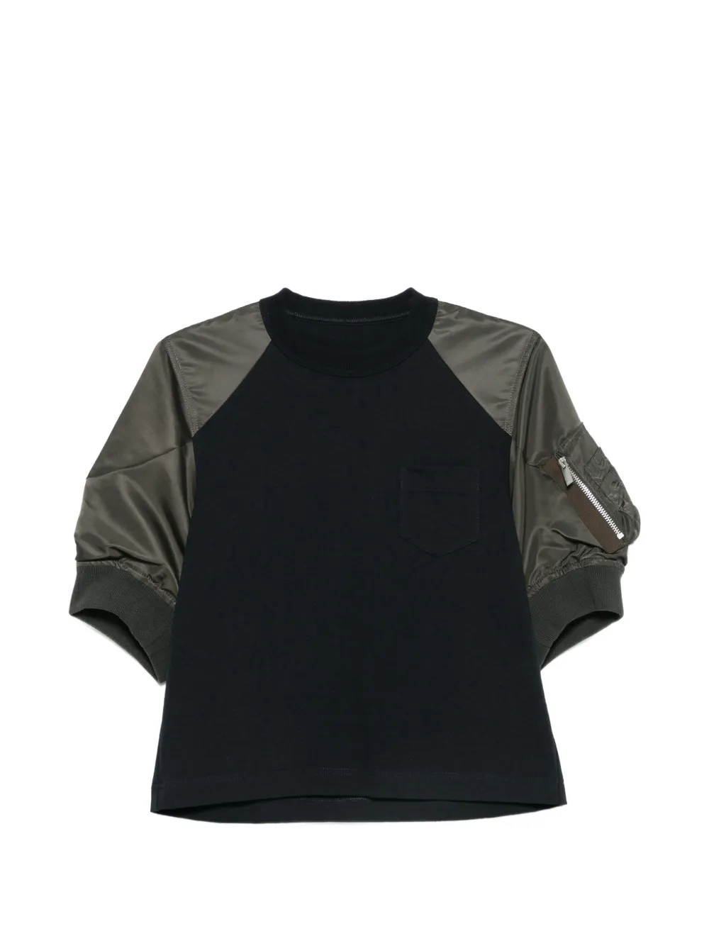 sacai panelled raglan-sleeve T-shirt - Blau