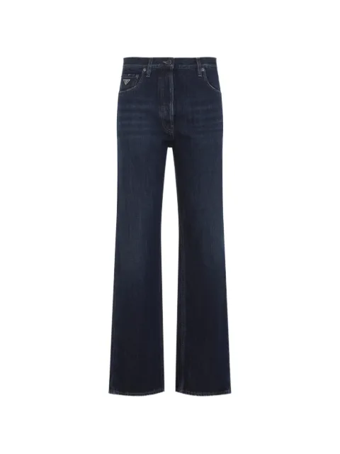 Prada logo-plaque wide-leg jeans