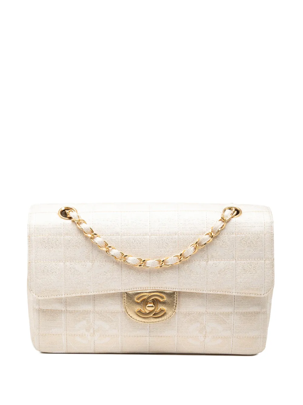 CHANEL Pre-Owned Borsa a spalla New Travel Line media in nylon metallizzato con battente 2000-2002 - Oro
