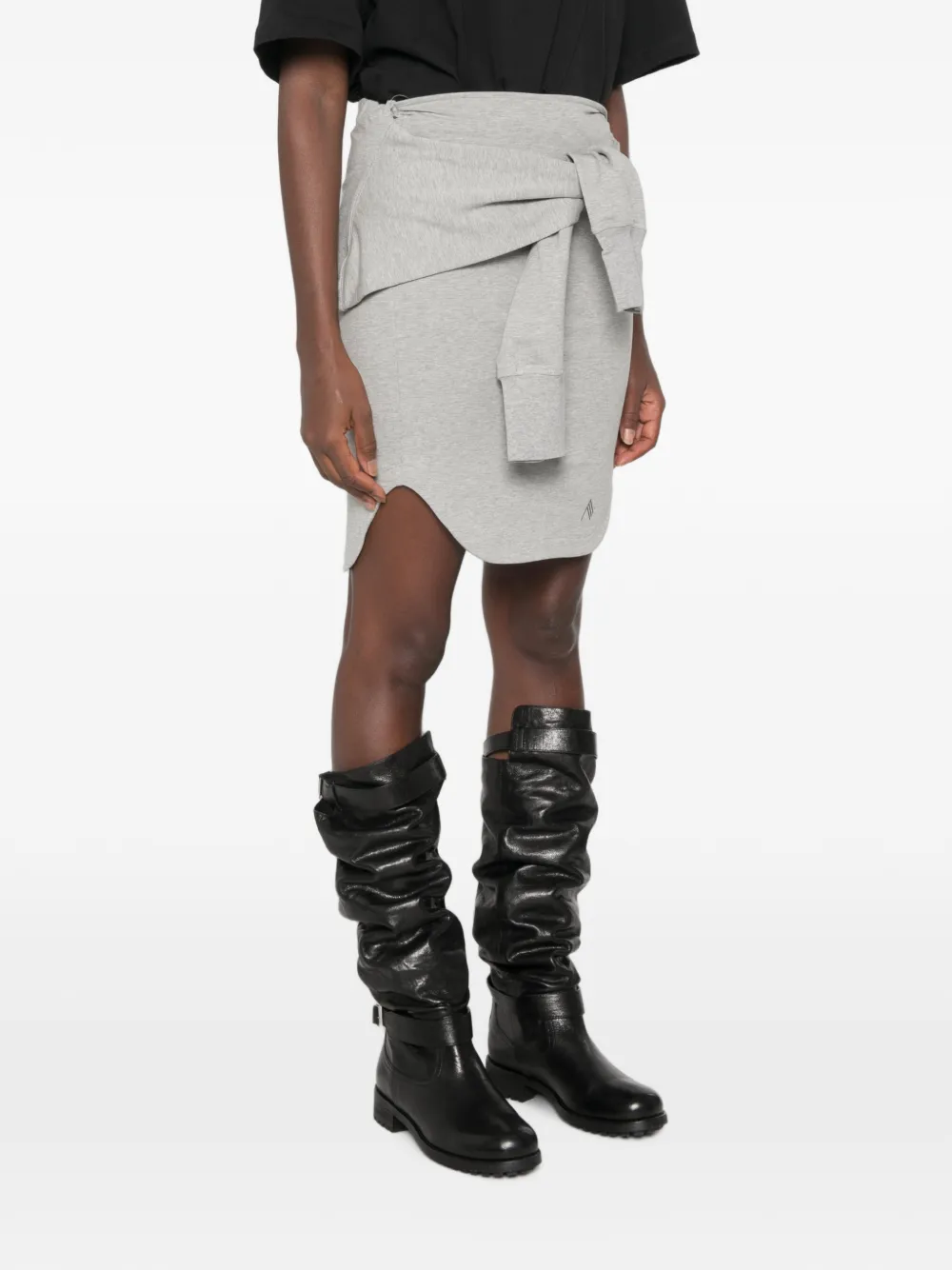 The Attico Mini-rok met geborduurd logo en sweater-strikdetail Grijs