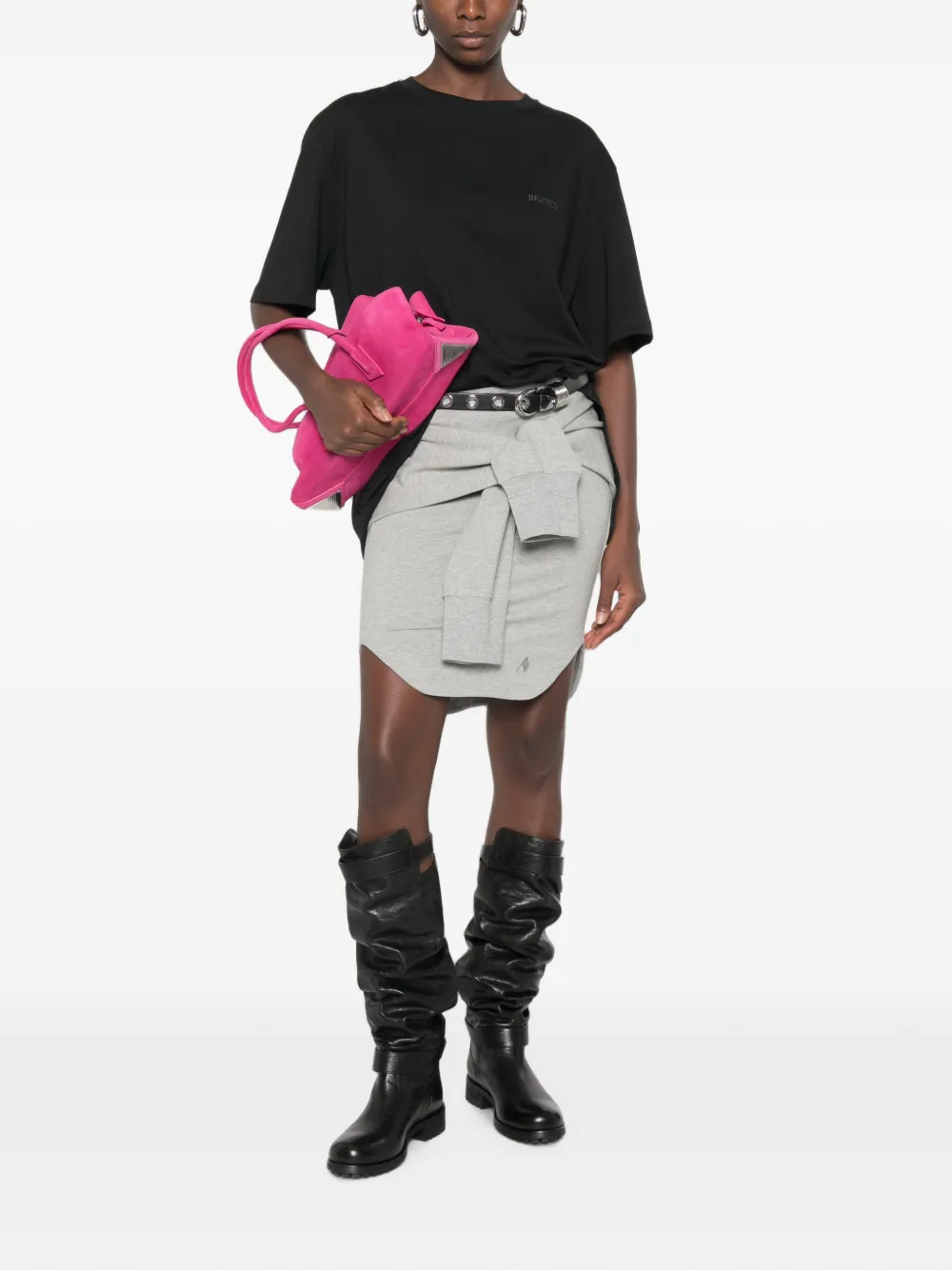 The Attico Mini-rok met geborduurd logo en sweater-strikdetail Grijs