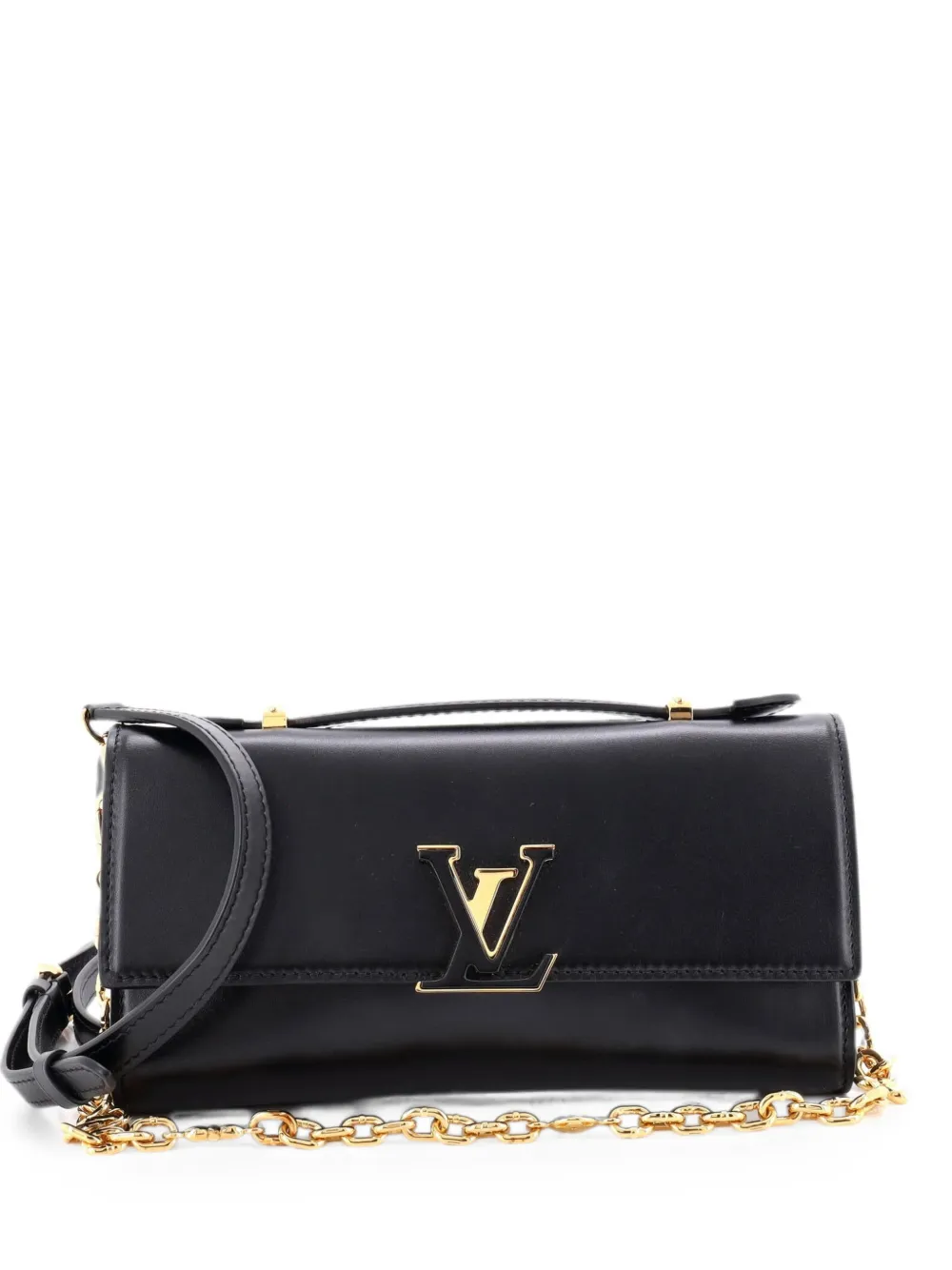 Louis Vuitton Pre-Owned Clutch in pelle con catena - Nero