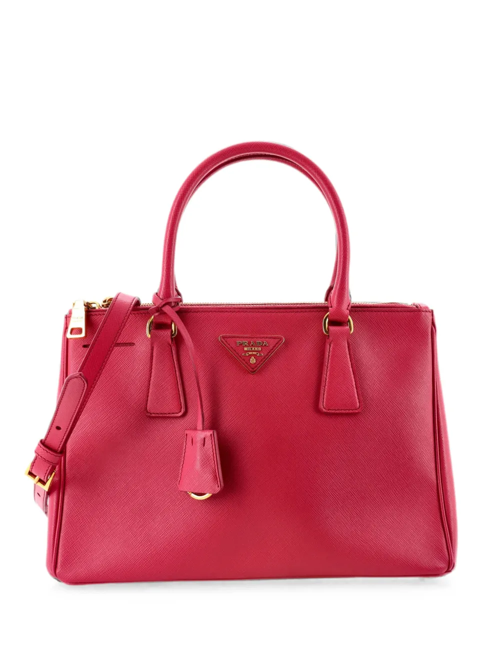 Prada Pre-Owned Borsa tote Lux piccola in pelle Saffiano con doppia zip - Rosa
