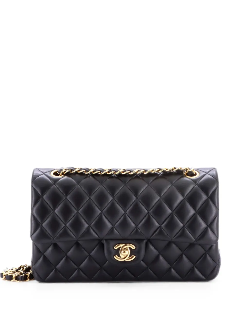 CHANEL Pre-Owned Borsa a spalla Classic Double Flap media in pelle di agnello trapuntata - Nero
