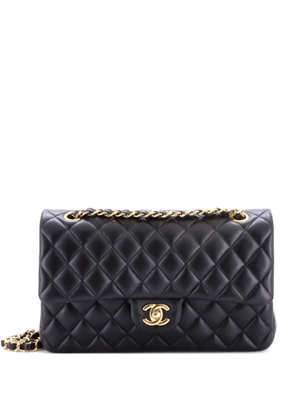 CHANEL Pre-Owned Classic Double Flap Bag Quilted Lambskin Medium shoulder bag - Black