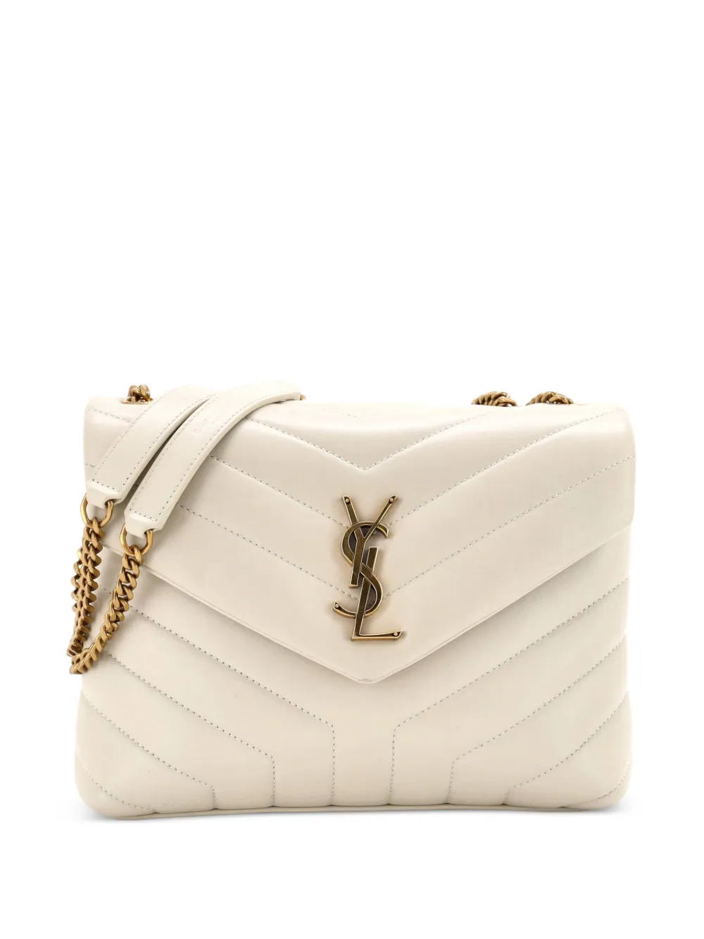 Saint Laurent Pre-Owned Loulou Matelasse Chevron Leather Small shoulder bag - White