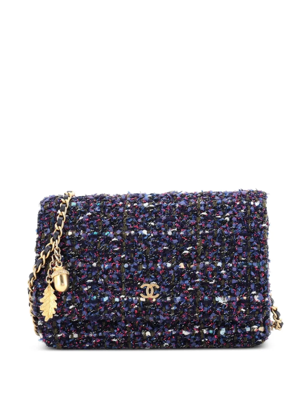 CHANEL Pre-Owned Wallet on Chain Tweed crossbody bag - Blue