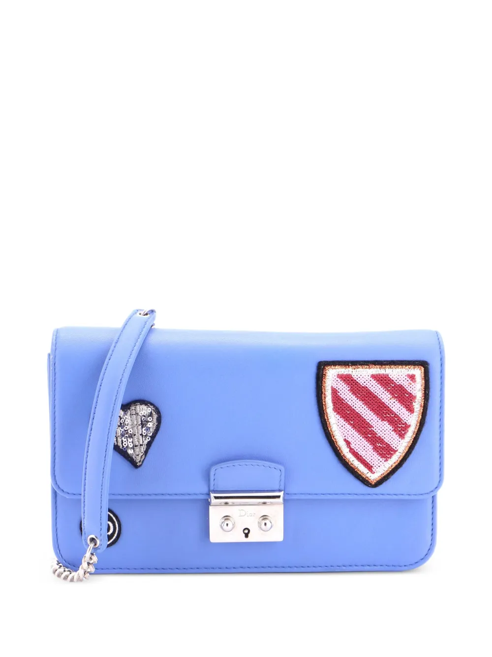 Christian Dior Pre-Owned Miss Dior Promenade Wallet on Chain Patch Embellished Leather Large crossbody bag - Blue