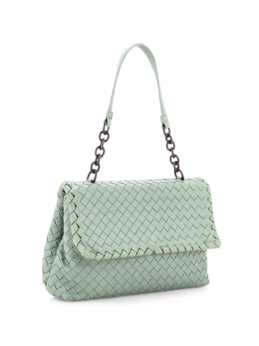 Bottega Veneta Pre-Owned Borsa a spalla Olimpia piccola in nappa con design Intrecciato - Verde