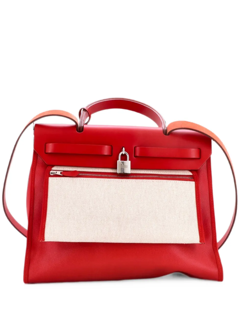 Hermès Pre-Owned Borsa a spalla Herbag Zip Berline Vache in tela e pelle 31 - Rosso