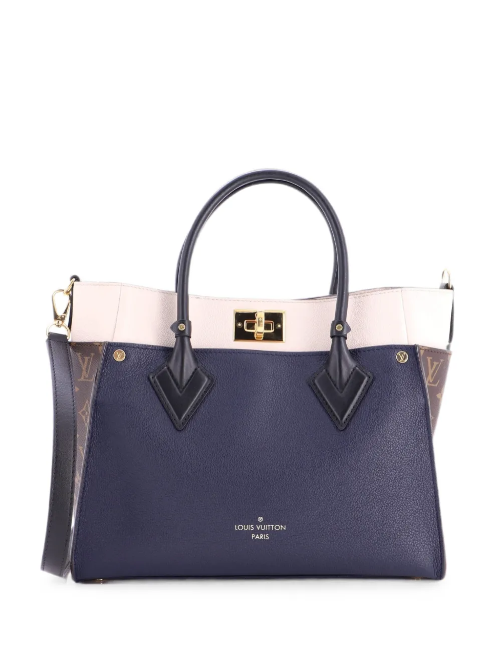 Louis Vuitton Pre-Owned Borsa tote On My Side MM in pelle e tela con monogramma - Blu