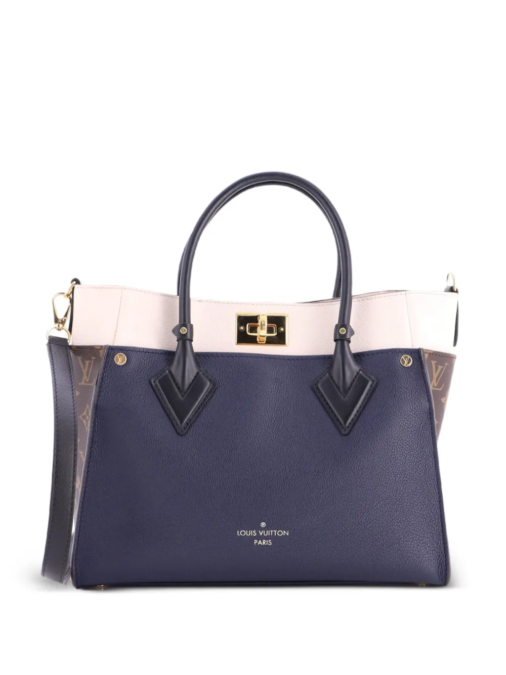 Louis Vuitton Pre-Owned Borsa tote On My Side MM in pelle e tela con monogramma - Blu