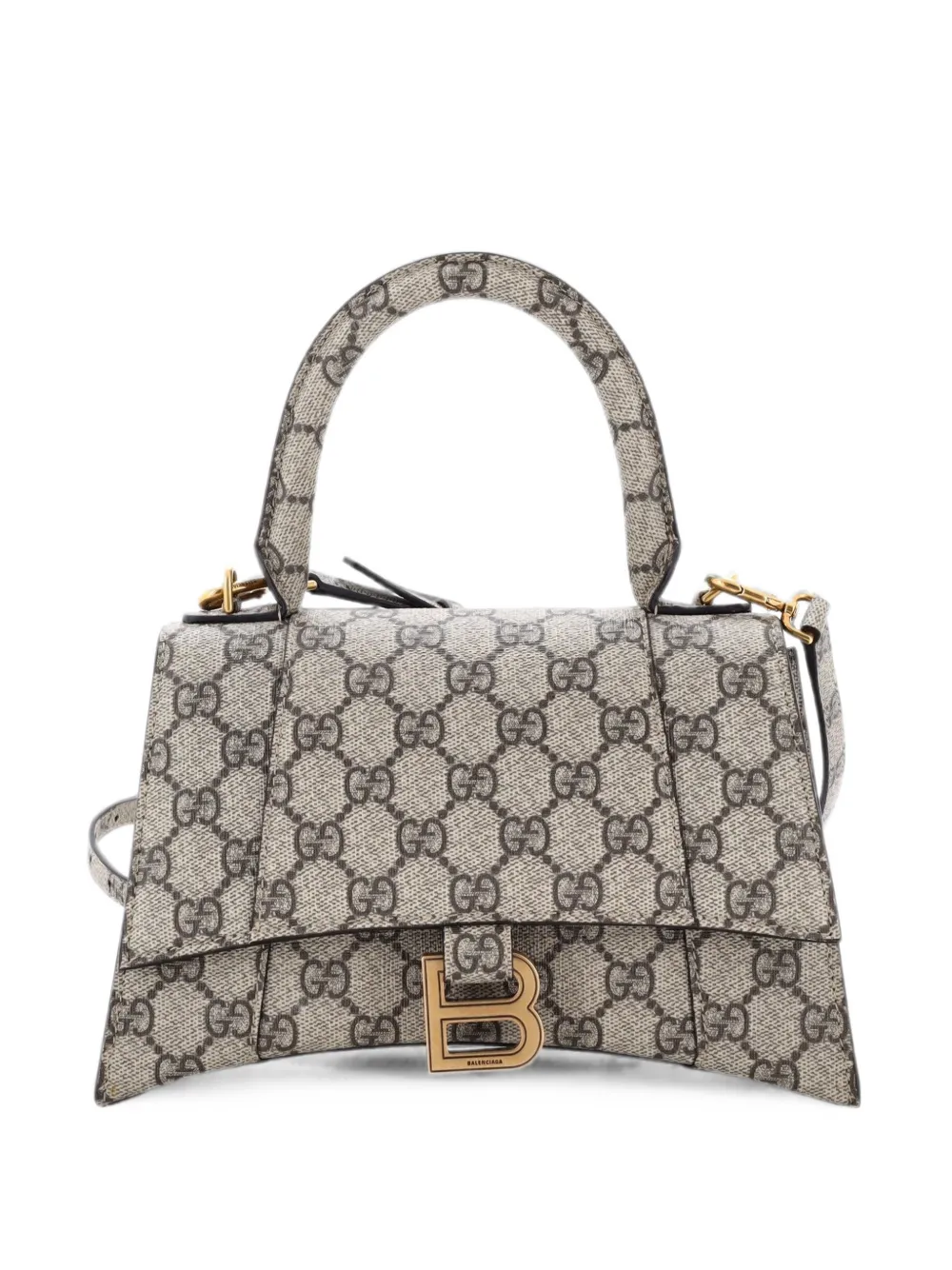 Gucci Pre-Owned x Balenciaga Borsa a spalla The Hacker Project Hourglass piccola in tela cerata con manico - Marrone