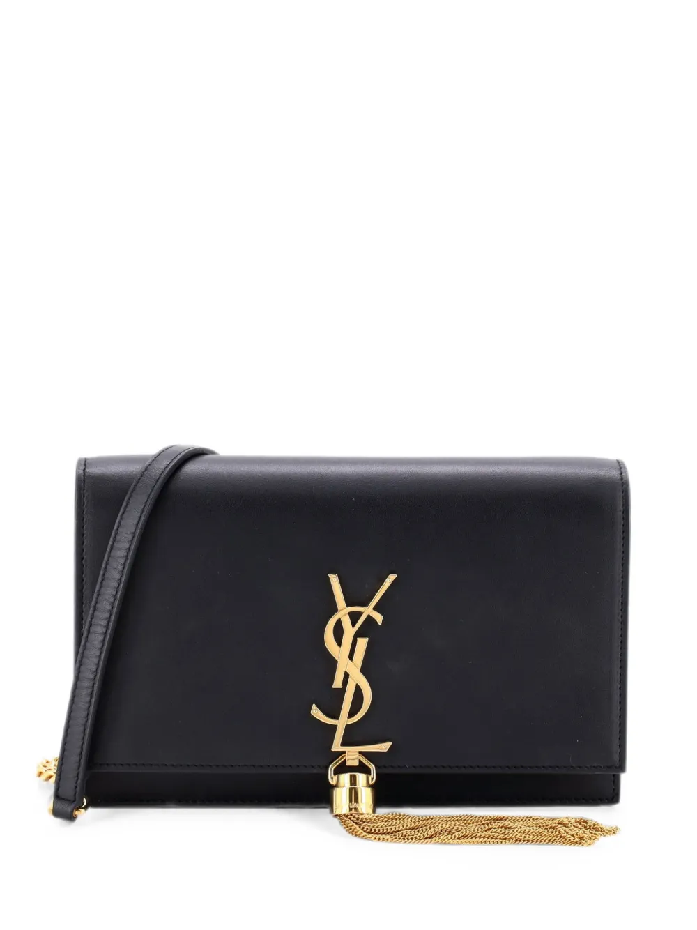 Saint Laurent Pre-Owned Borsa a tracolla Classic Monogram in pelle con catena e nappa - Nero