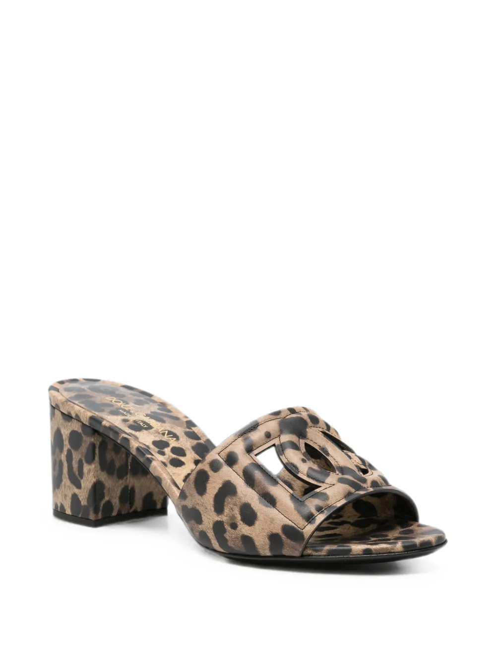 Dolce & Gabbana leopard-print cutout-logo sandals Beige