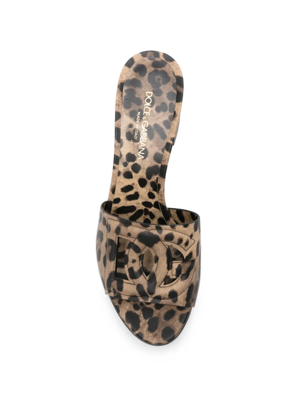 Dolce & Gabbana leopard-print cutout-logo sandals Beige