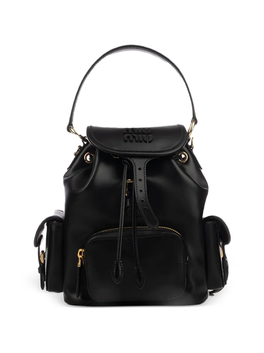 Miu Miu logo-embossed calf leather backpack - Nero